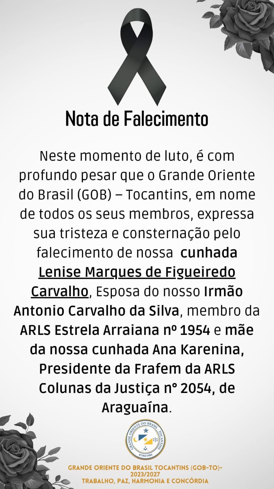 NOTA DE PESAR