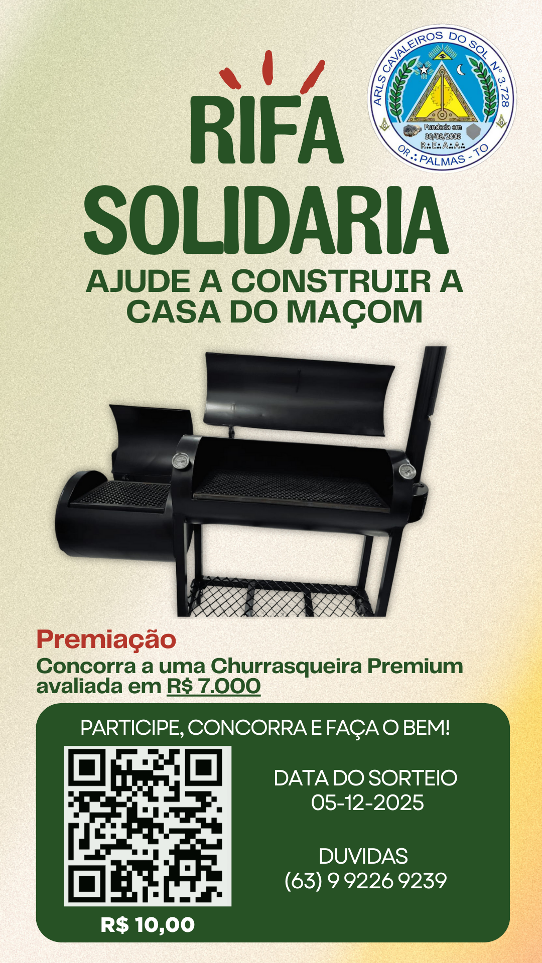 RIFA SOLIDARIA CASA DO MAÇOM
