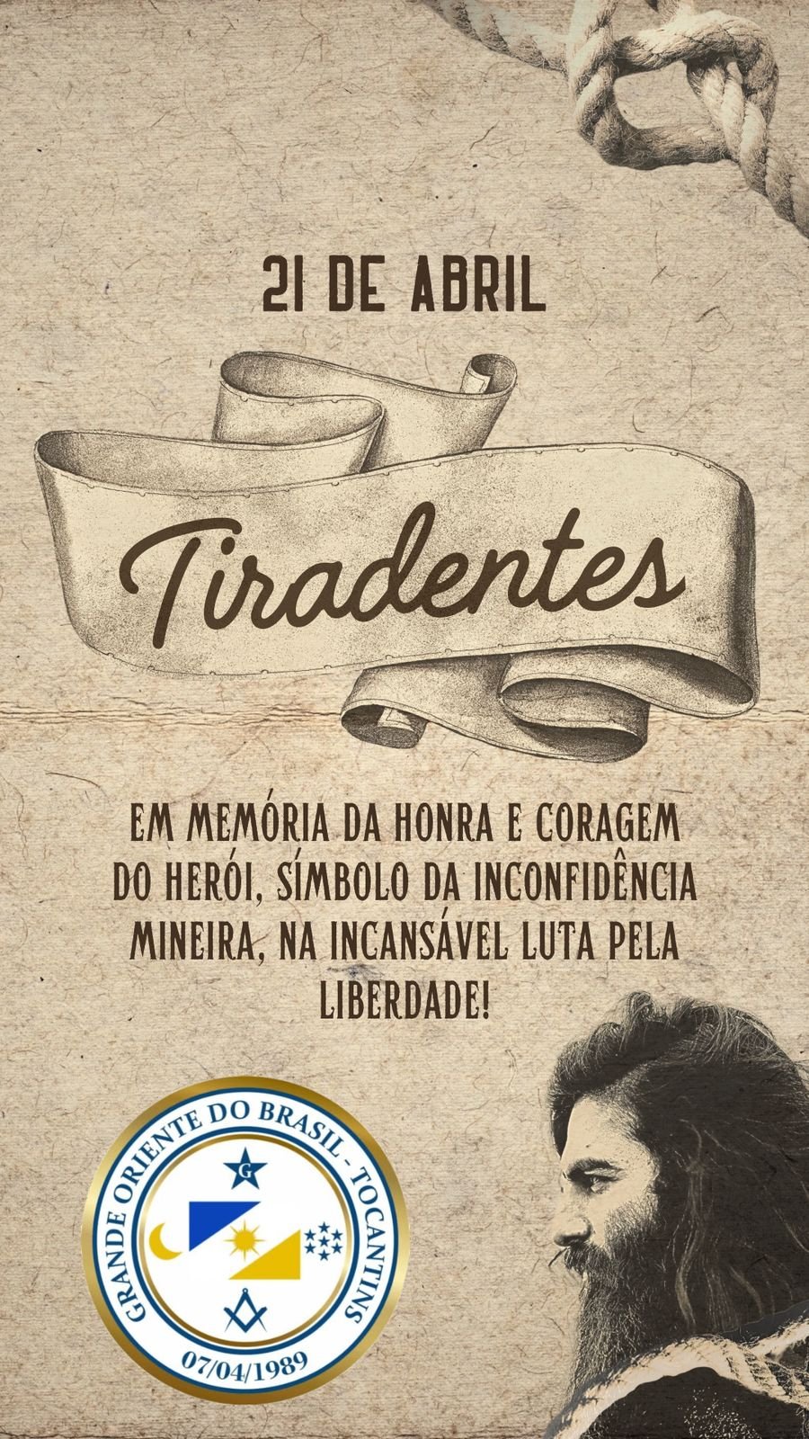 21 de abril, celebra-se o Dia de Tiradentes